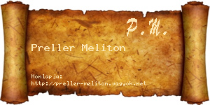 Preller Meliton névjegykártya